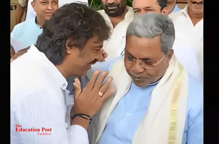 Karnataka education minister Madhu Bangarappa with CM Siddaramaiah